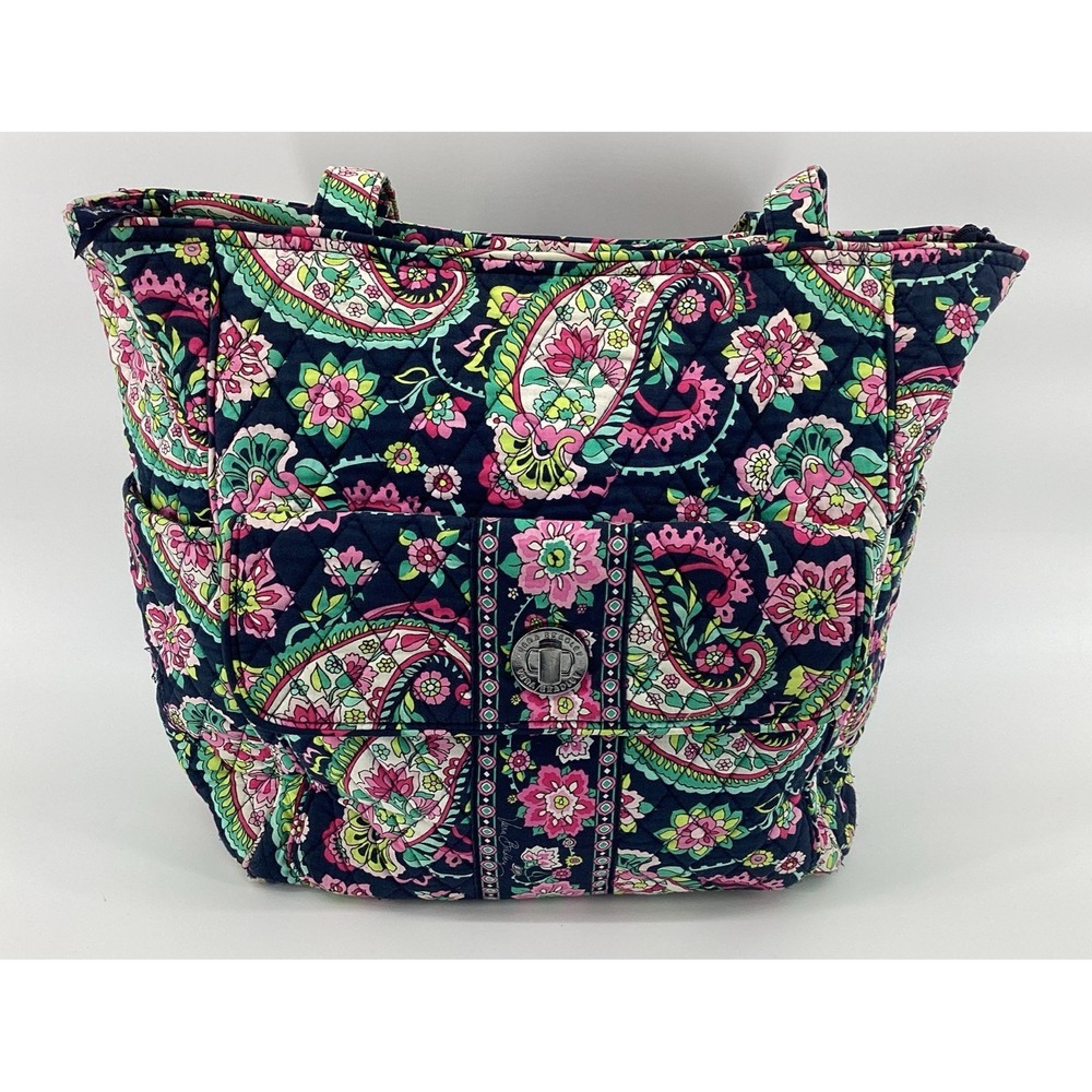 Vera Bradley Tote Purse Quilted Cotton Shoulder Bag Zip Pocket